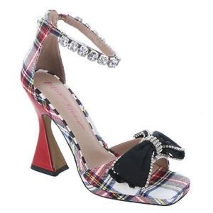 Betsey Johnson Womens Guliana White Rhinestone Open Toe Bow Pumps Shoes